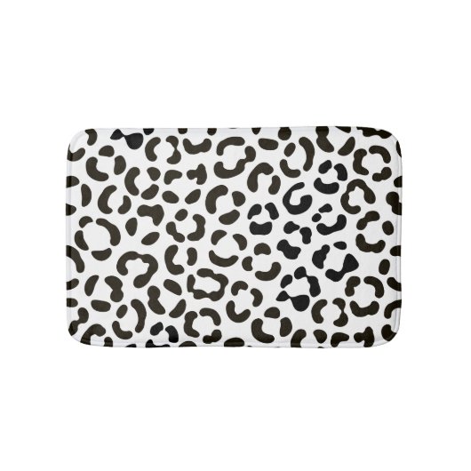 Trendiges Schwarz-Weiß-Leopard-Druckmuster Badematte (Vorderseite)