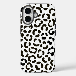 Trendiges Schwarz-Weiß-Leopard-Druckmuster iPhone 16 Hülle