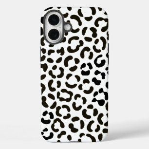 Trendiges Schwarz-Weiß-Leopard-Druckmuster iPhone 16 Plus Hülle