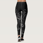 Trendiges Schwarz-Weiß-Swirbeldesign Leggings (Rückseite)