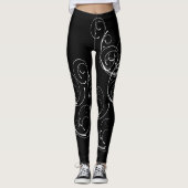 Trendiges Schwarz-Weiß-Swirbeldesign Leggings (Vorderseite)