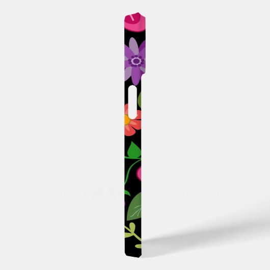 Trendiges Schwarzes Floral-Muster mit benutzerdefi Case-Mate iPhone Hülle (Rückseite / Rechts)