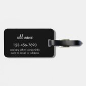 Trendiges Schwarzes Floral-Muster mit benutzerdefi Gepäckanhänger (Rückseite horizontal)