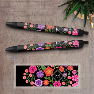 Trendiges Schwarzes Floral-Muster mit benutzerdefi Kugelschreiber