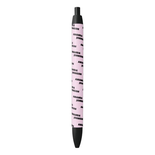 Trendiges schwarzes rosa Monogramm Schriftname Mus Kugelschreiber (Vorderseite Vertikal)