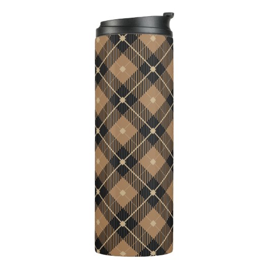 Trendiges Schwarzweiß-Kariertes Muster Thermosbecher (Nach links gedreht)