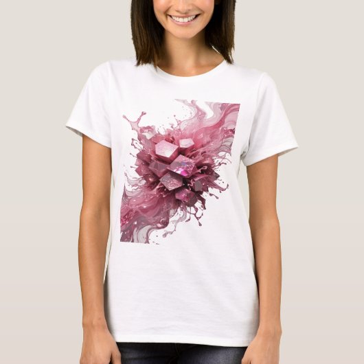 Trendiges Silber 3D CRYSTAL EXPLOSION 3D Textart T-Shirt (Vorderseite)