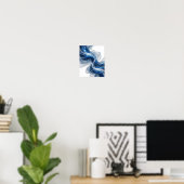 Trendiges Silber BLAUE WELLEN UND STERNE 3D-Textku Poster (Heimbüro)