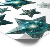 Trendiges Silber BLUE STARS 3D-Textart Poster (Ecke)