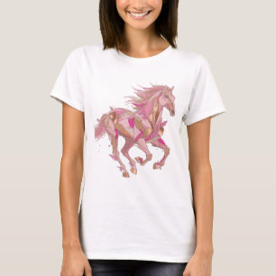 Trendiges Silber PINK UND GOLDEN PONY Design T-Shirt