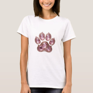 Trendiges Silber ROSA JUWELIERTES PFOTE Zitat Desi T-Shirt