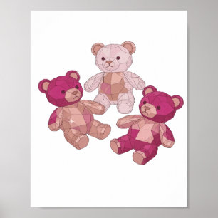 Trendiges Silber THREE TEDDY BEARS Slogan Design Poster