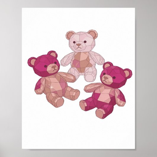 Trendiges Silber THREE TEDDY BEARS Slogan Design Poster (Vorne)