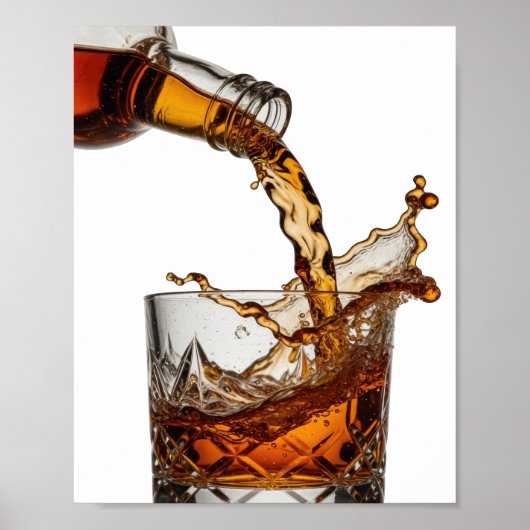 Trendiges Silber WHISKY SPLASH Textdesign Poster (Vorne)
