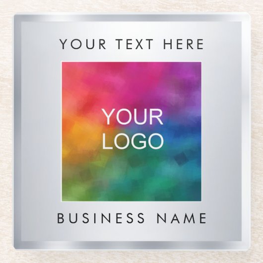 Trendiges Silver Look Template Logo für das Untern Glasuntersetzer (Vorderseite)