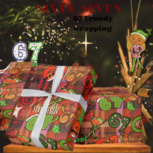 Trendiges Sixty Seven Geschenkpapier I rotes Kar