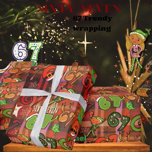 Trendiges  Sixty Seven  Geschenkpapier I rotes Kar