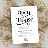 Trendiges Skript Modernes Logo Business Open House Einladung