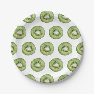 Trendiges Sommer-Watercolor-Frucht-Kiwi-Muster     Pappteller