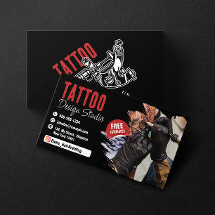 Trendiges Tattoo-Künstlerstudio Schwarz und Rot Visitenkarte