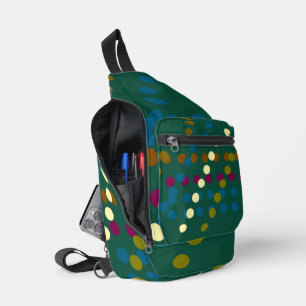 Trendiges Tiefes Waldgrün Mehrfarbige Polka Crossbody Bag