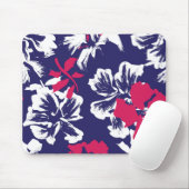 Trendiges tropisches abstraktes blau-rotes Blumenm Mousepad (Mit Mouse)