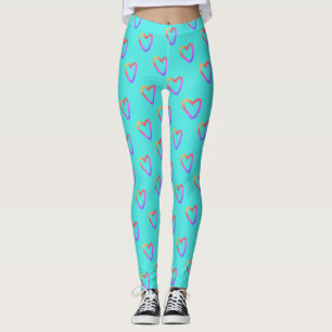 Trendiges Türkis Abstraktes Regenbogen-Herzen-Must Leggings