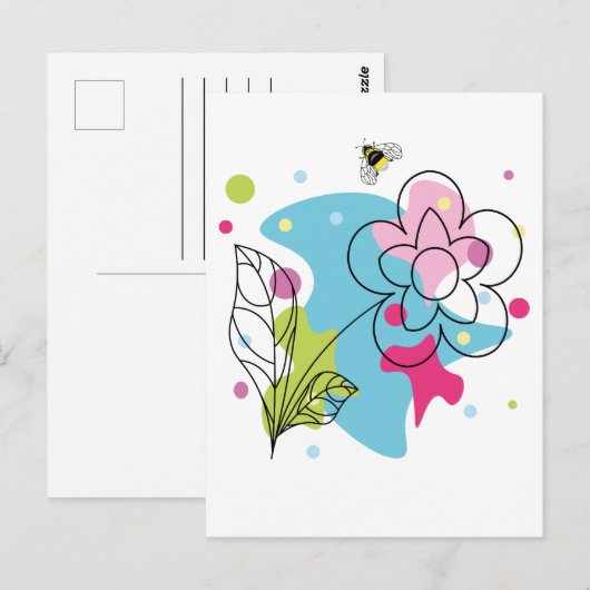 Trendiges Vektormuster einer sommerlichen Blume in Postkarte (Vorne/Hinten)