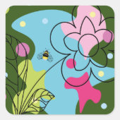 Trendiges Vektormuster einer sommerlichen Blume in Quadratischer Aufkleber (Vorderseite)