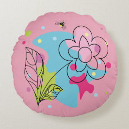 Trendiges Vektormuster einer sommerlichen Blume in Rundes Kissen
