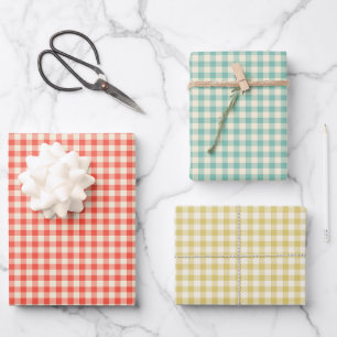 Trendiges Vintages Prüfbrett-Muster Trio Geschenkpapier Set