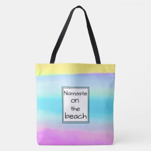 Trendiges Wasserfarbenmuster Namaste am Strand Tasche