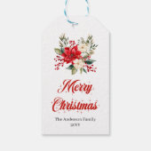 Trendiges Weihnachts-Poinsettia-Script-Schrift-Ges Geschenkanhänger (Rückseite)