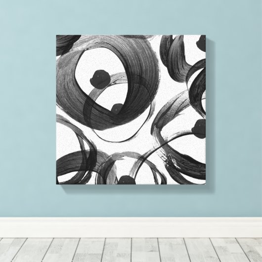 Trendiges, weißes, schwarzes Wasserfarbenbürstchen Leinwanddruck (Insitu (Holzboden))