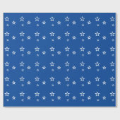 Trendiges weißes Sternmuster Blau Geschenkpapier (Flach)