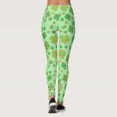 Trendiges, zweifarbiges, grünes Kleeblatt Leggings (Rückseite)
