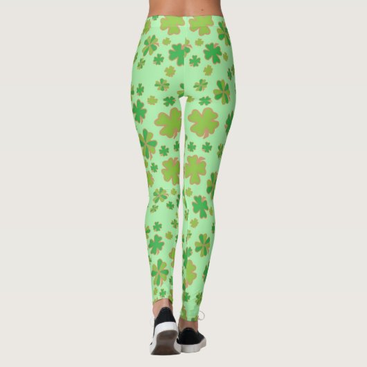 Trendiges, zweifarbiges, grünes Kleeblatt Leggings (Rückseite)