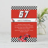 Trending 6 7 Meme | Race Car Boy Racing Birthday Einladung (Stehend Vorderseite)