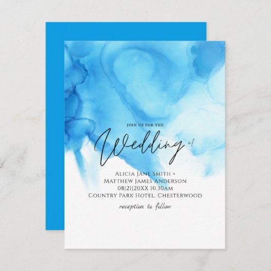Trending Aqua Blue Watercolor Wash Wedding (Vorne/Hinten)