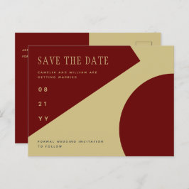 Trending Burgundy Gold Wedding retten das Datum Postkarte