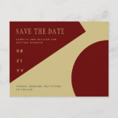 Trending Burgundy Gold Wedding retten das Datum Postkarte (Vorderseite)