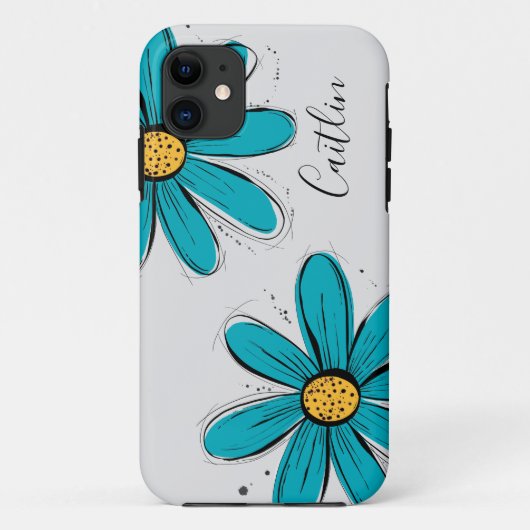 Trending Daisy aquamarine Ink Art Case-Mate iPhone Hülle (Rückseite)
