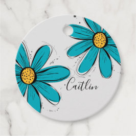 Trending Daisy teal inky art Gift Tags Geschenkanhänger