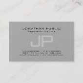 Trending Elegant Monogram Minimalistisch Gray Temp Visitenkarte (Rückseite)