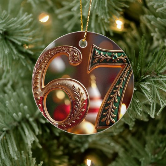 Trending Elegant Six Seven Christmas Meme Keramik Ornament (Baum)