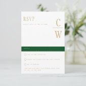 Trending Emerald Green Gold Wedding RSVP (Stehend Vorderseite)