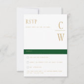 Trending Emerald Green Gold Wedding RSVP Karte (Vorderseite)