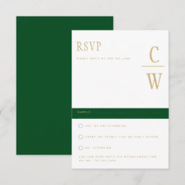Trending Emerald Green Gold Wedding RSVP Karte