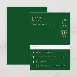 Trending Emerald Green Gold Wedding RSVP Karte