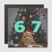 Trending Funny Six Seven Christmas Cat  Magnetkarte (Vorne/Hinten)
